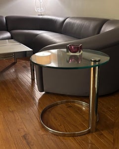 Leon Rosen for Pace Collection Drinks Side Cocktail Table in Steel and Glass