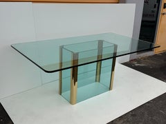 Leon Rosen for Pace Collection Glass and Brass Dining Table