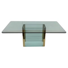 Leon Rosen for Pace Collection Glass and Brass Dining Table