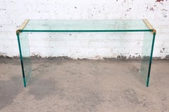 Leon Rosen for Pace Collection Glass and Gilt Bronze Waterfall Console Table