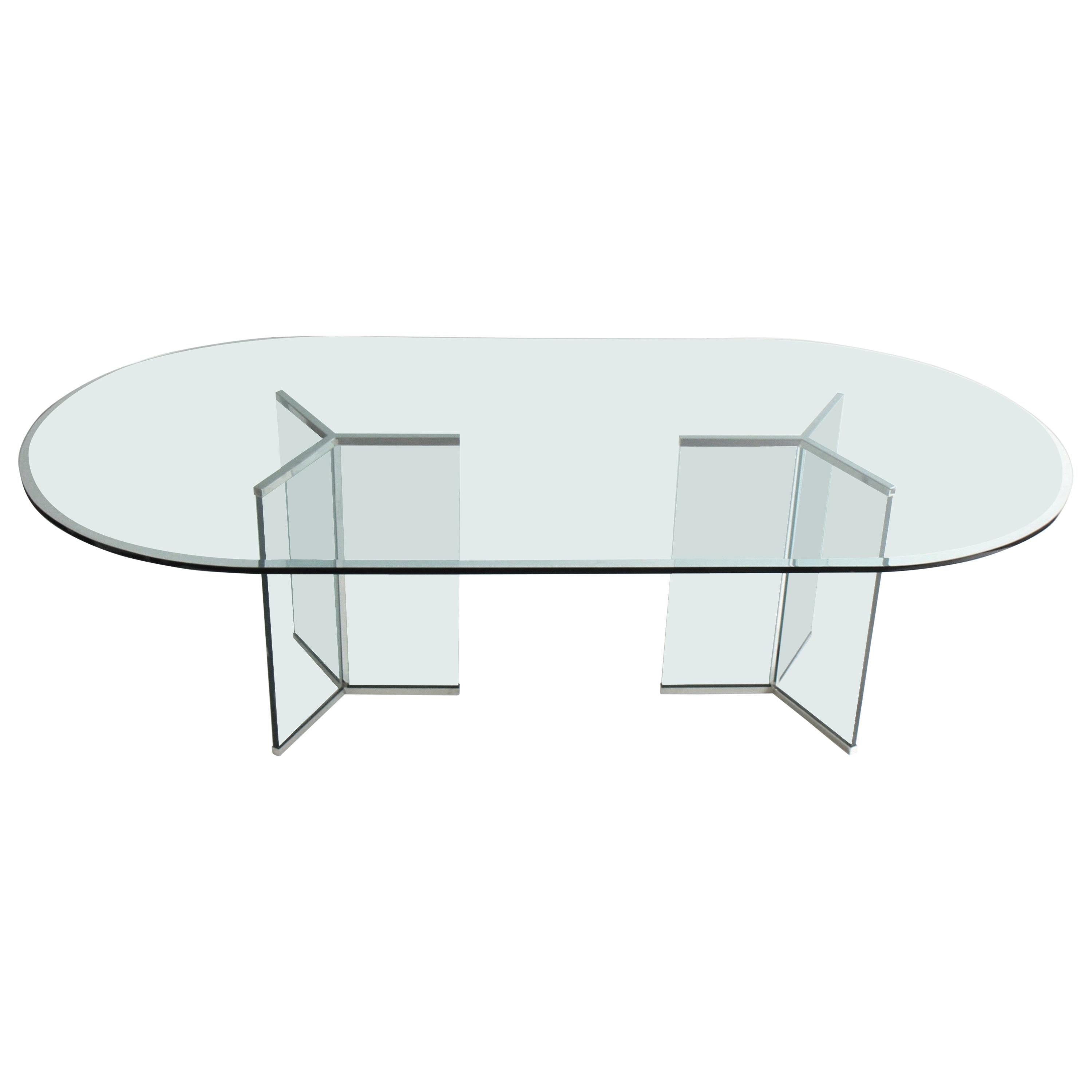 Leon Rosen for Pace Collection Glass Dining Table at 1stDibs