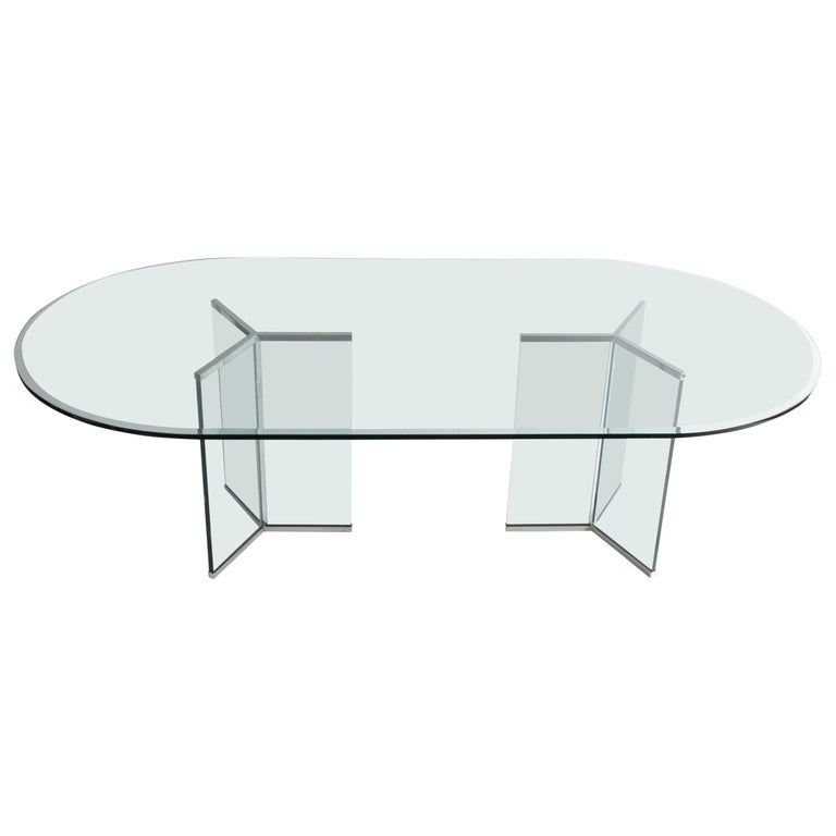 Leon Rosen for Pace Collection Glass Dining Table at 1stDibs