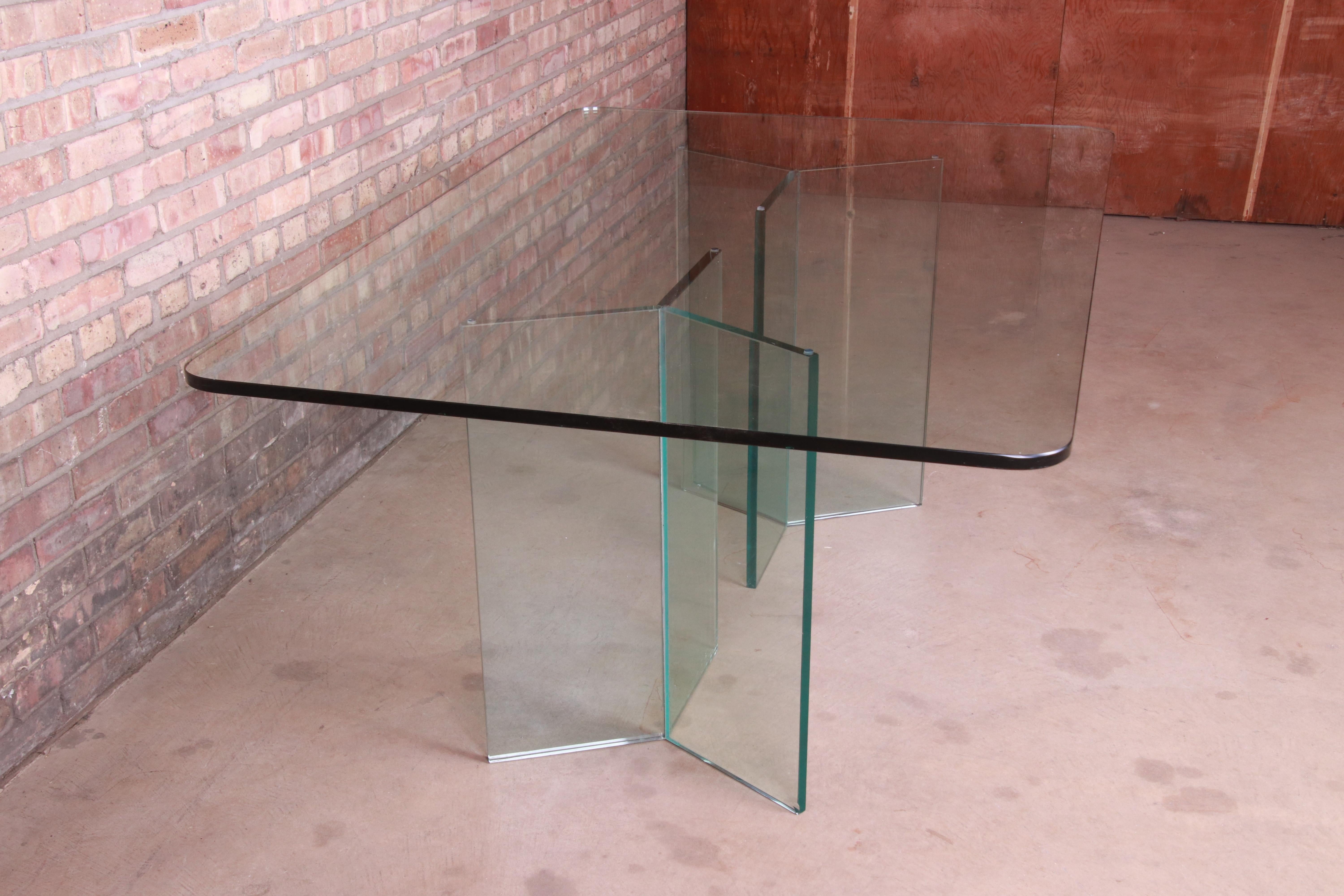 Leon Rosen for Pace Collection Hollywood Regency Glass Pedestal Dining Table 5