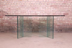 Leon Rosen for Pace Collection Hollywood Regency Glass Pedestal Dining Table