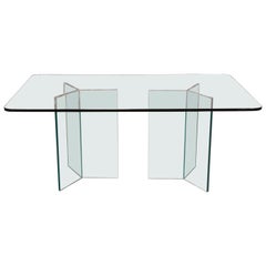 Leon Rosen for Pace Collection Hollywood Regency Glass Pedestal Dining Table