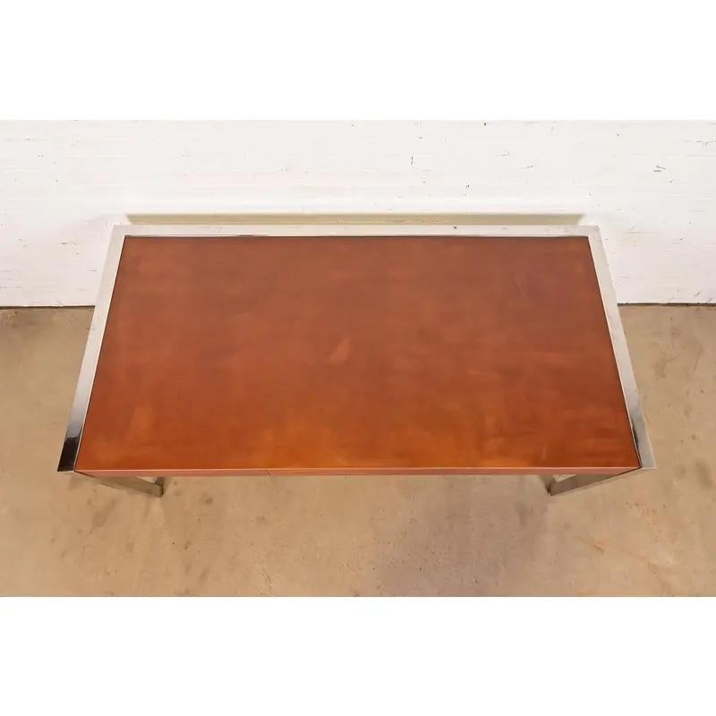 Leon Rosen for Pace Collection Leather and Polished Steel Executive Desk, 1970s For Sale 6