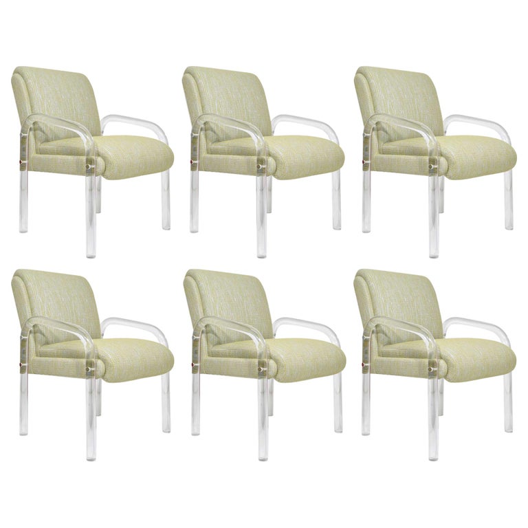 Leon Rosen for Pace Collection Lucite Dining Chairs, Six For Sale
