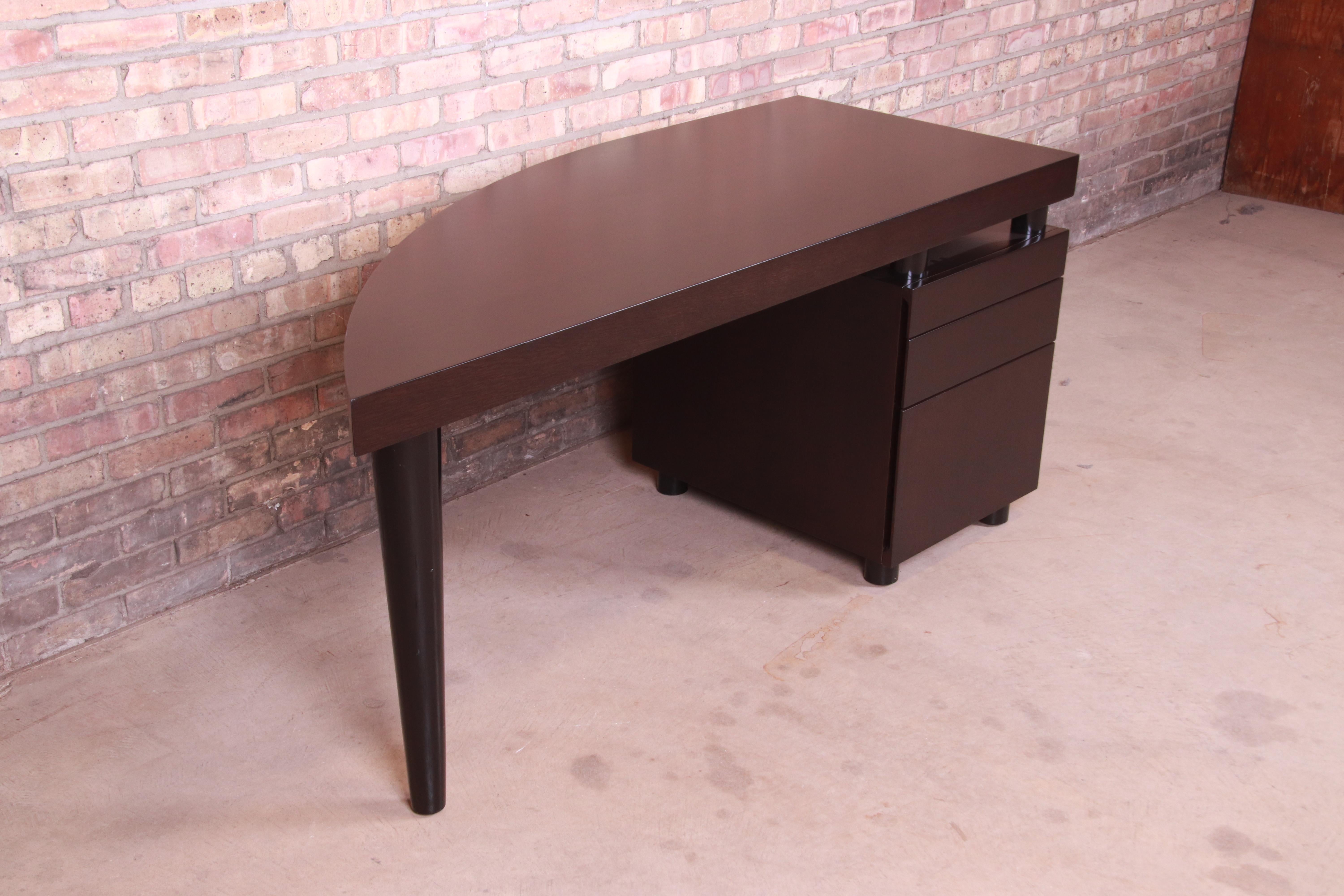 Leon Rosen for Pace Collection Mahogany Boca Desk, Newly Refinished In Good Condition In South Bend, IN
