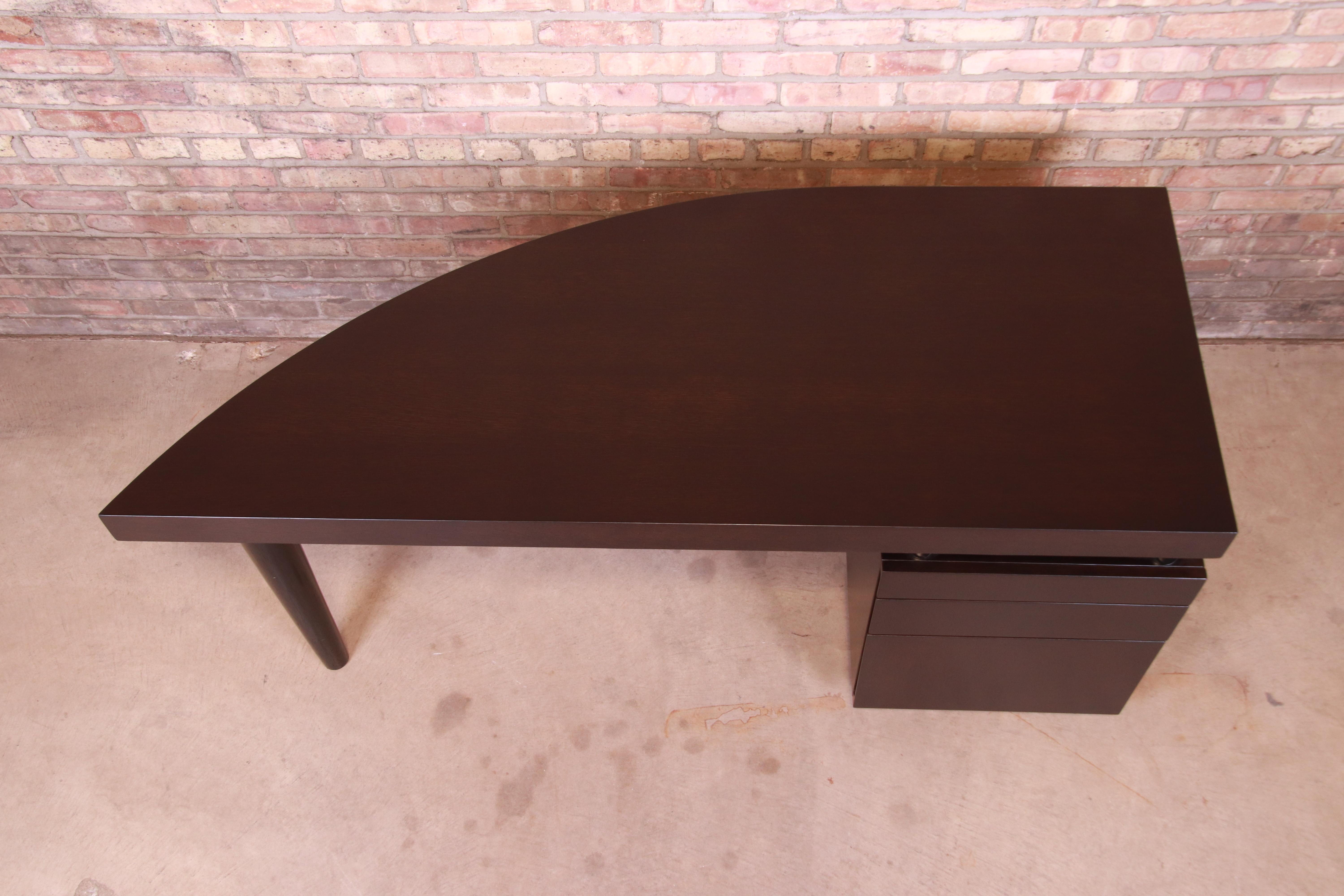Leon Rosen for Pace Collection Mahogany Boca Desk, Newly Refinished 1