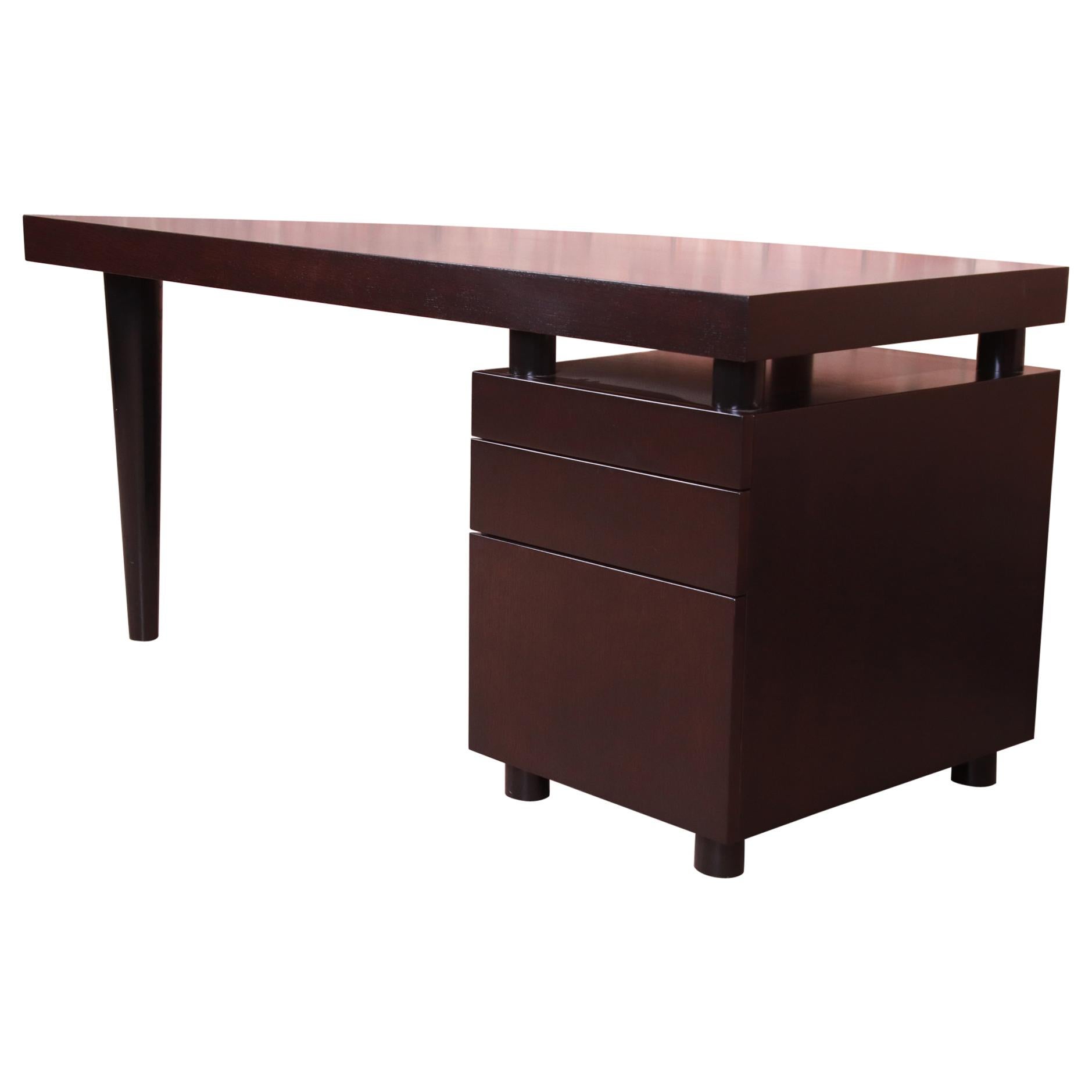Leon Rosen for Pace Collection Mahogany Boca Desk, Newly Refinished