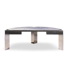 Leon Rosen for Pace Collection Mezzaluna Mid Century Chrome and Stone Desk
