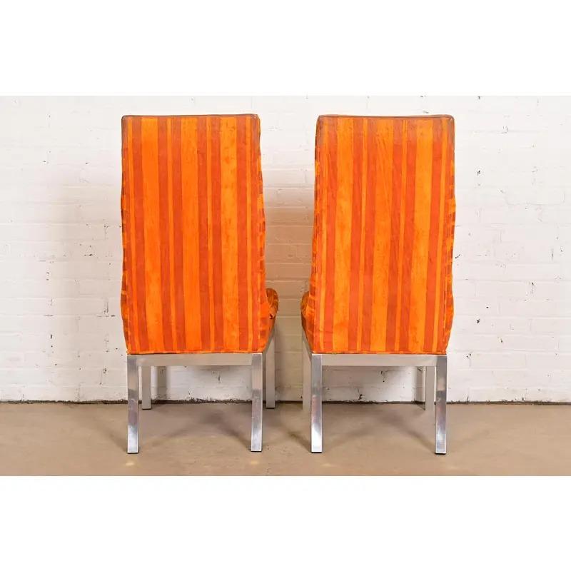 Leon Rosen per Pace Collection - Sedie da pranzo cromate moderne di metà secolo, coppia in vendita 3