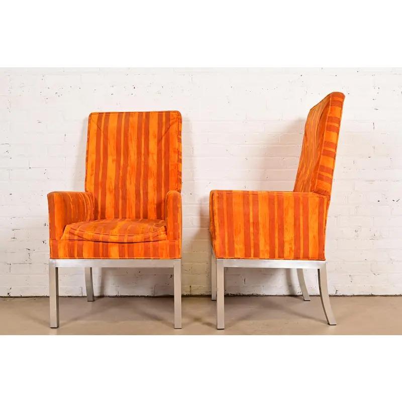 Leon Rosen per Pace Collection - Sedie da pranzo cromate moderne di metà secolo, coppia in vendita 4