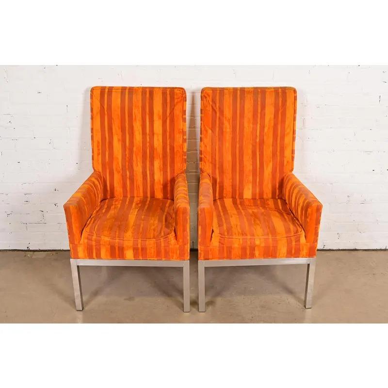 Americano Leon Rosen per Pace Collection - Sedie da pranzo cromate moderne di metà secolo, coppia in vendita