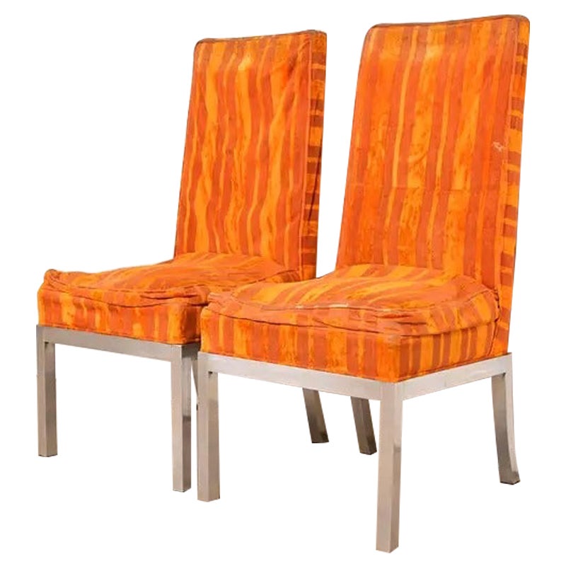 Leon Rosen per Pace Collection - Sedie da pranzo cromate moderne di metà secolo, coppia