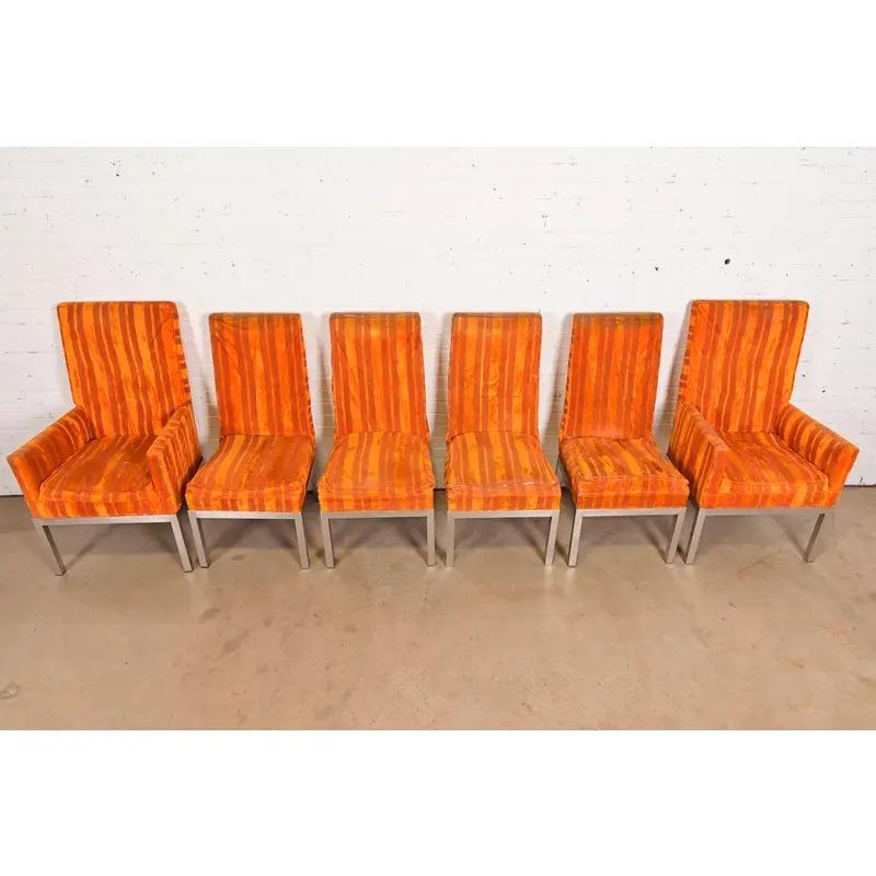 Fin du 20e siècle Leon Rosen for Pace Collectional Chaises de salle à manger modernes du milieu du siècle, ensemble de six chaises en vente