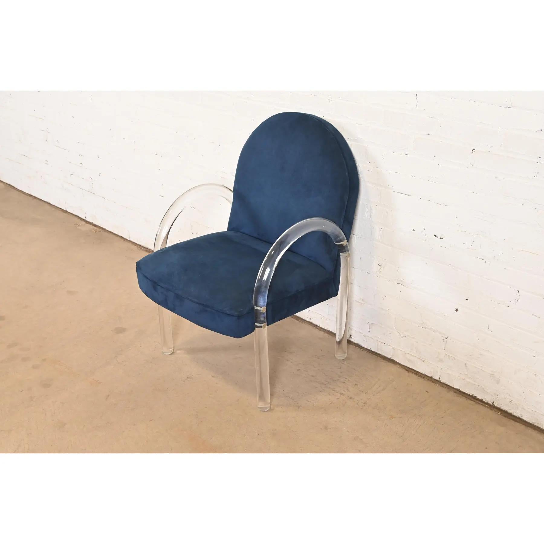 Leon Rosen for Pace Collection Modern Art Deco Lucite Waterfall Armchairs For Sale 4
