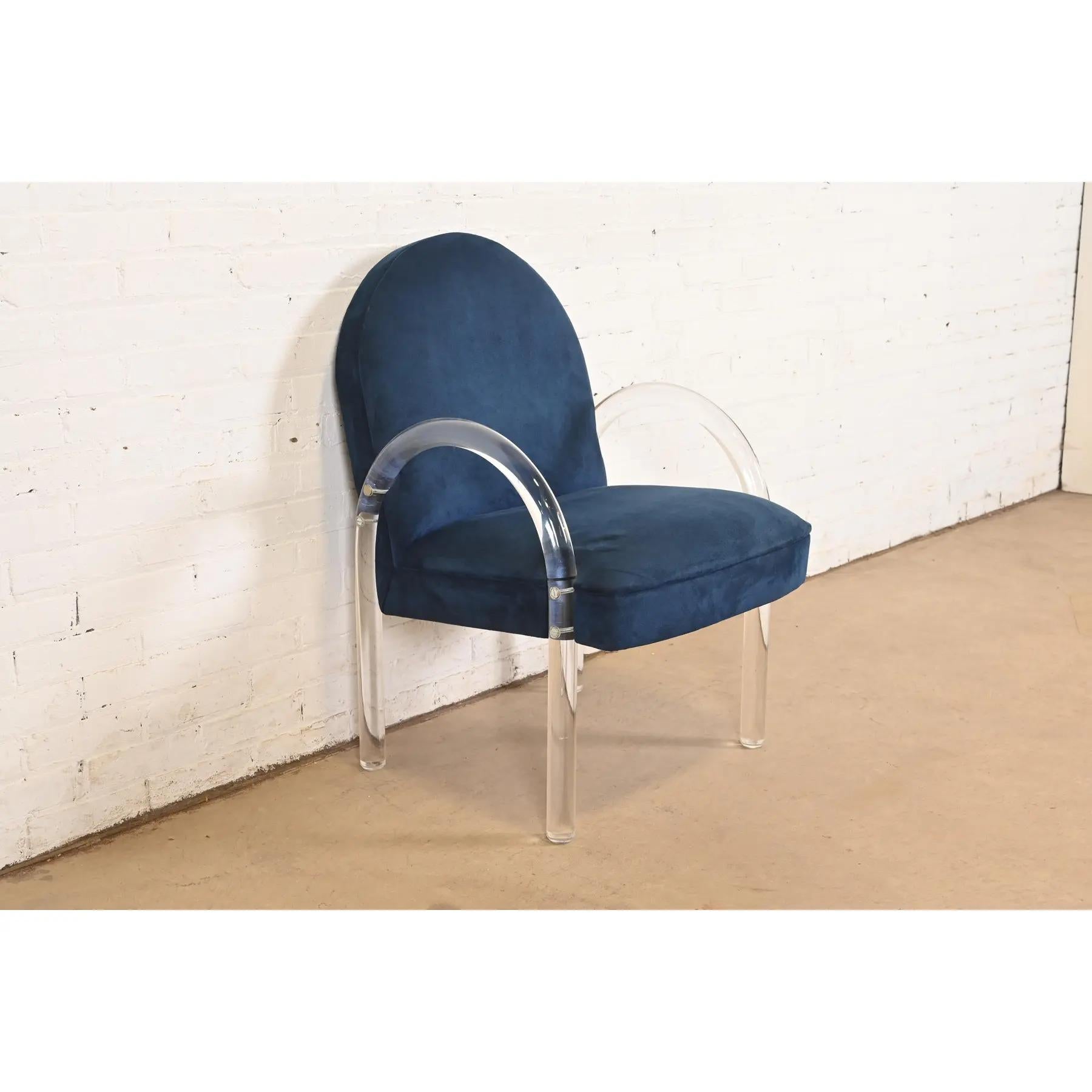 Leon Rosen for Pace Collection Modern Art Deco Lucite Waterfall Armchairs For Sale 5