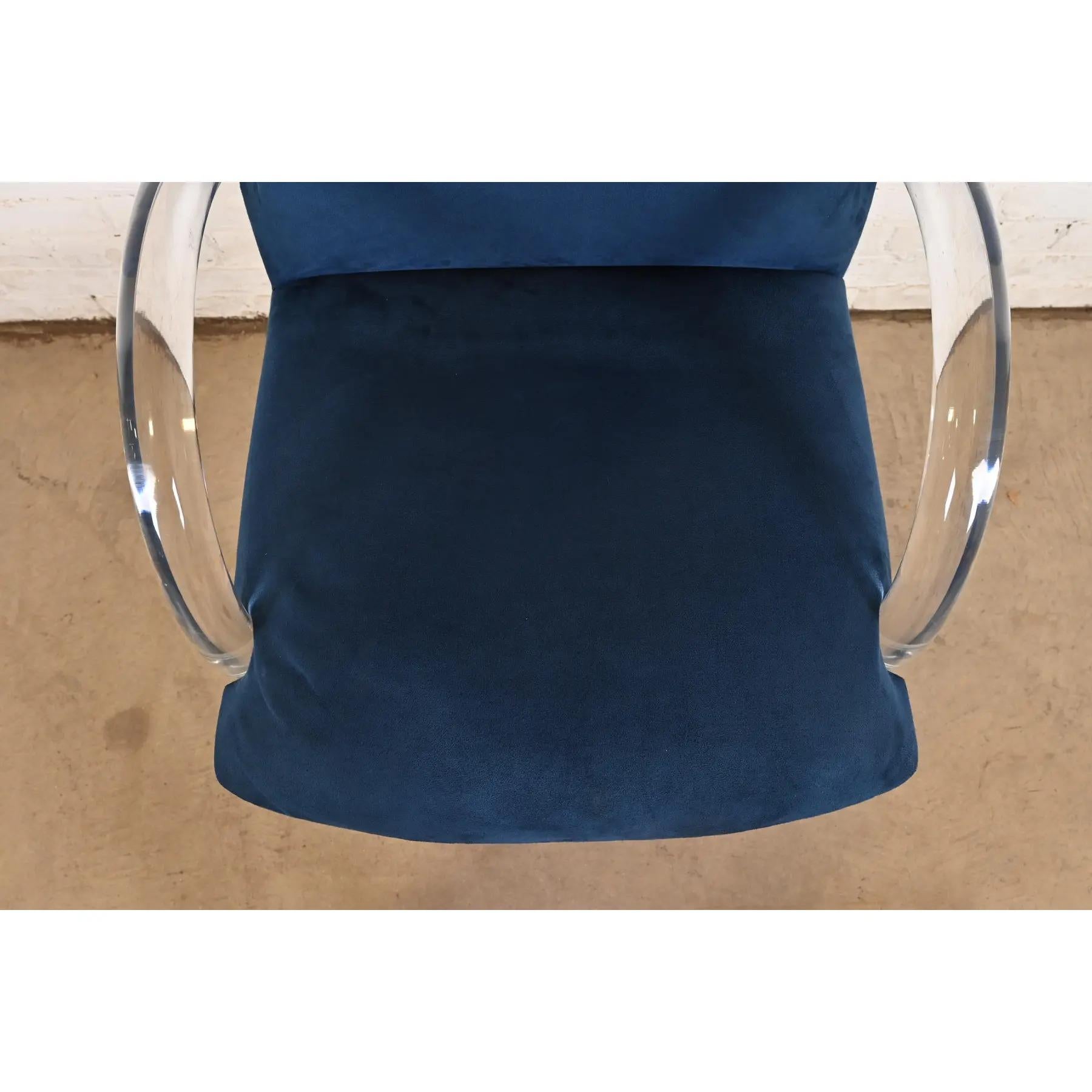 Leon Rosen for Pace Collection Modern Art Deco Lucite Waterfall Armchairs For Sale 7