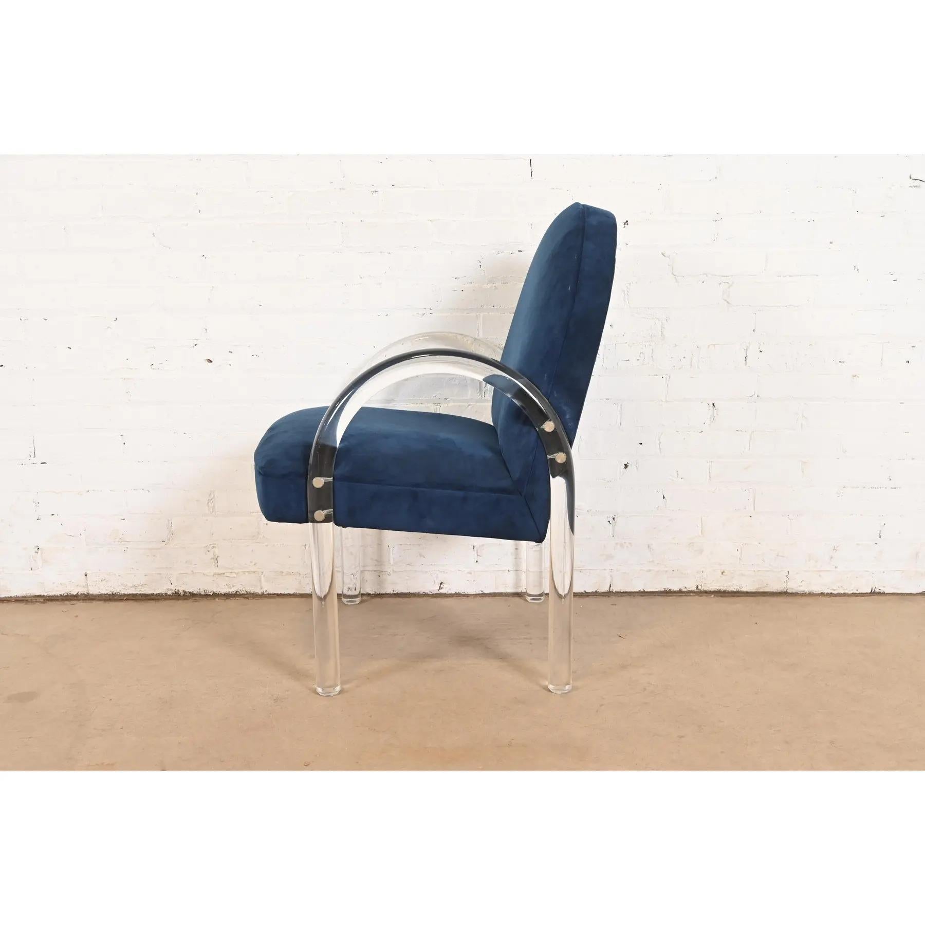 Leon Rosen for Pace Collection Modern Art Deco Lucite Waterfall Armchairs For Sale 8