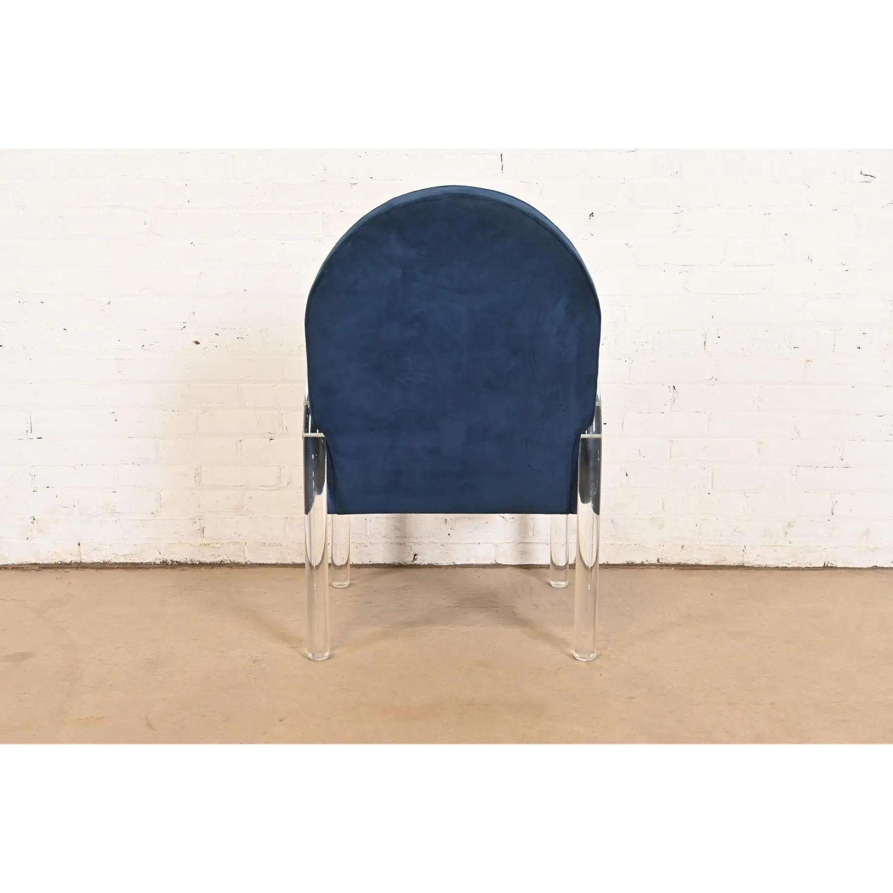 Leon Rosen for Pace Collection Modern Art Deco Lucite Waterfall Armchairs For Sale 9