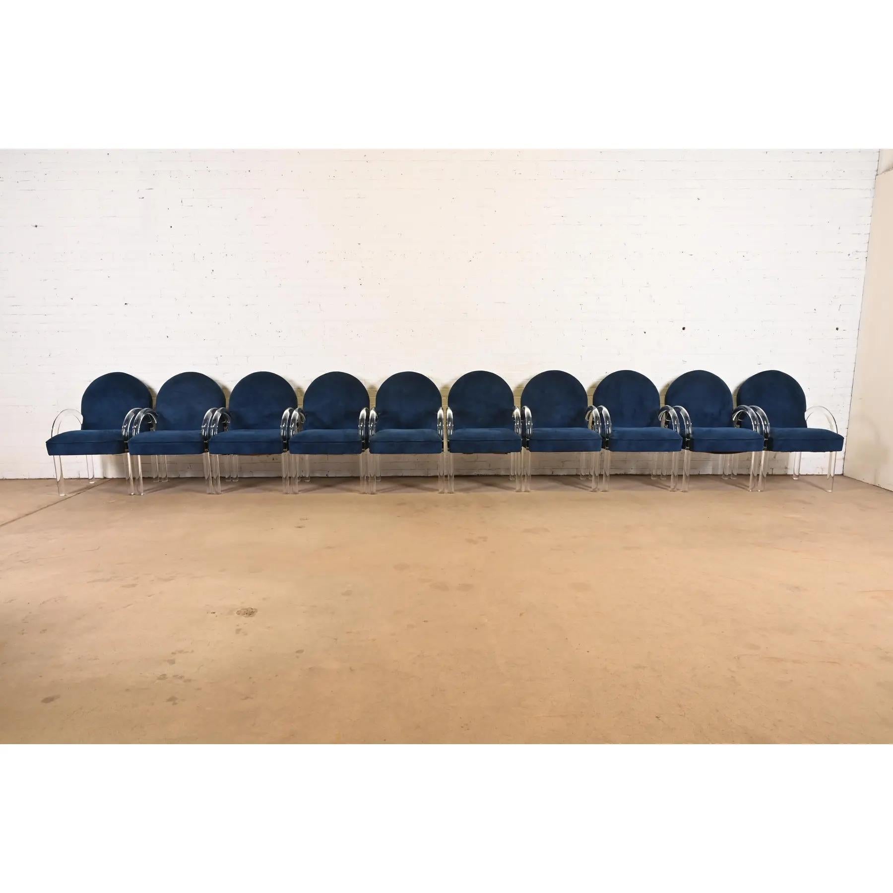 American Leon Rosen for Pace Collection Modern Art Deco Lucite Waterfall Armchairs For Sale