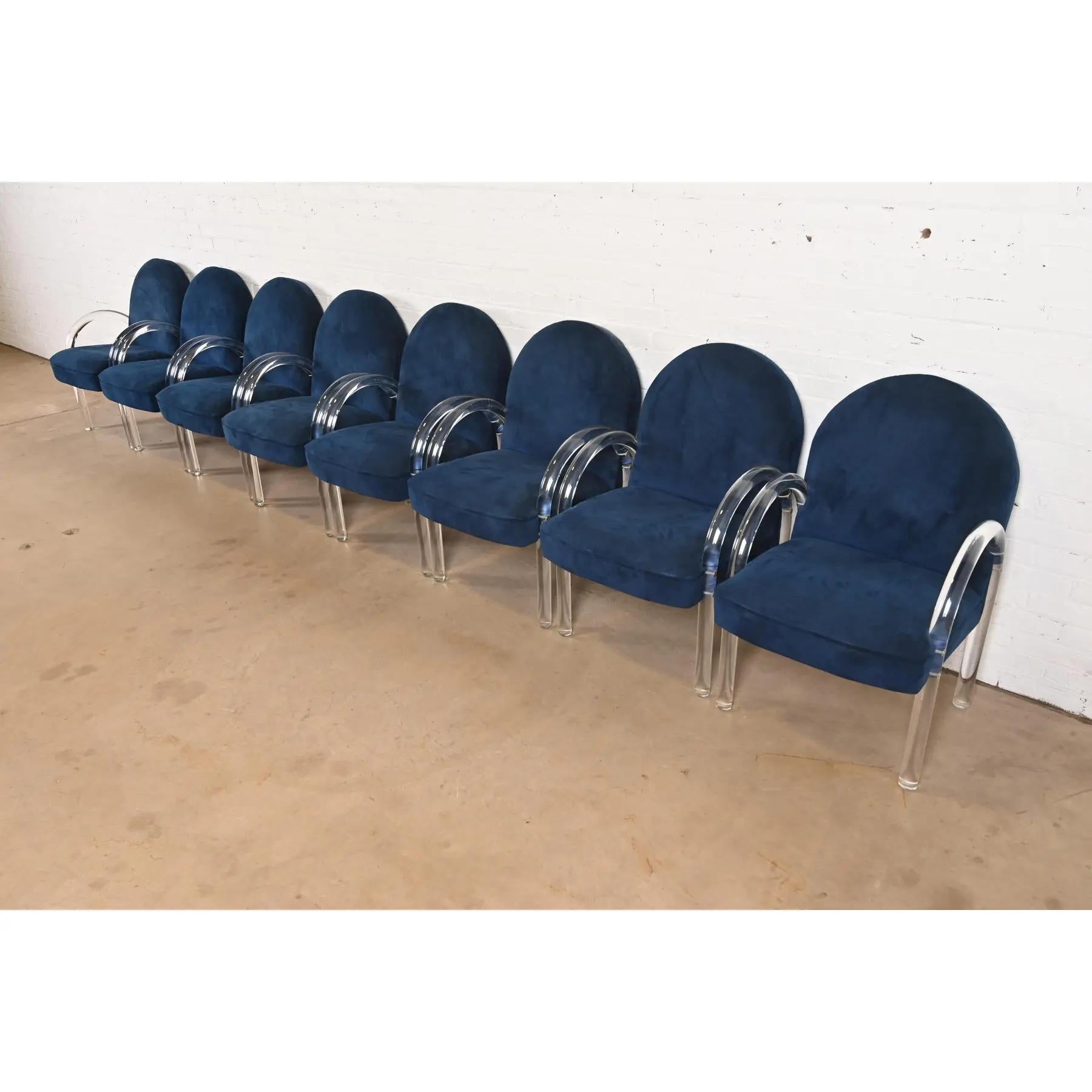 American Leon Rosen for Pace Collection Modern Art Deco Lucite Waterfall Armchairs For Sale