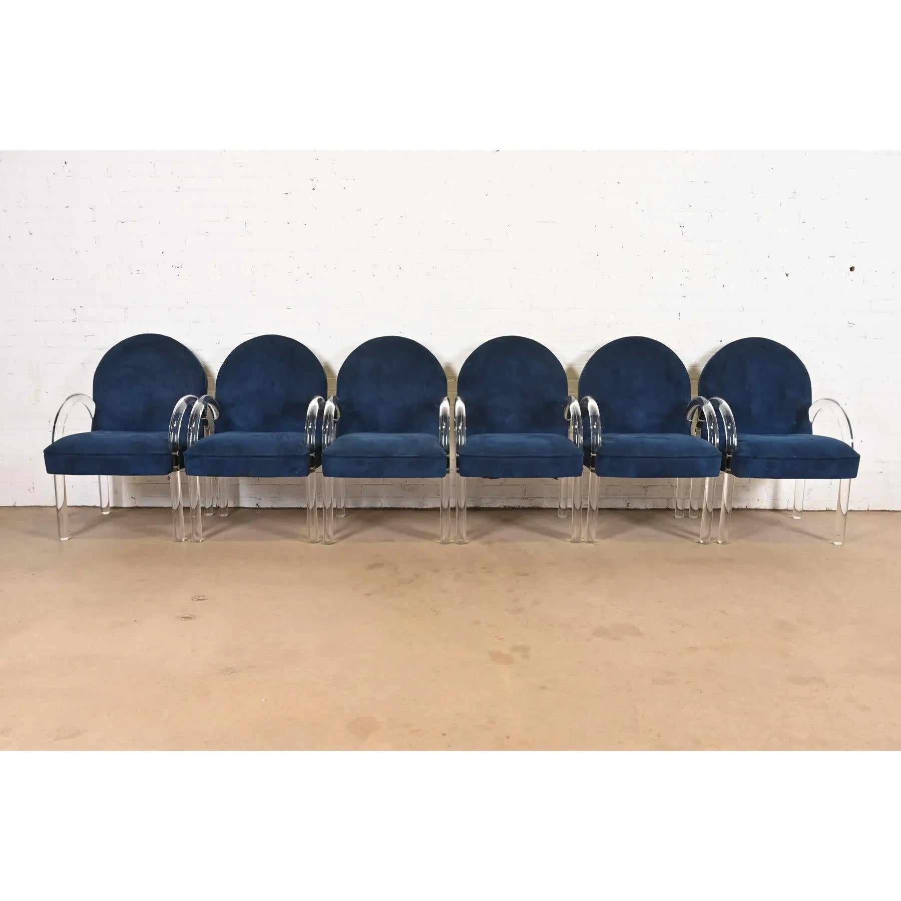 American Leon Rosen for Pace Collection Modern Art Deco Lucite Waterfall Armchairs For Sale