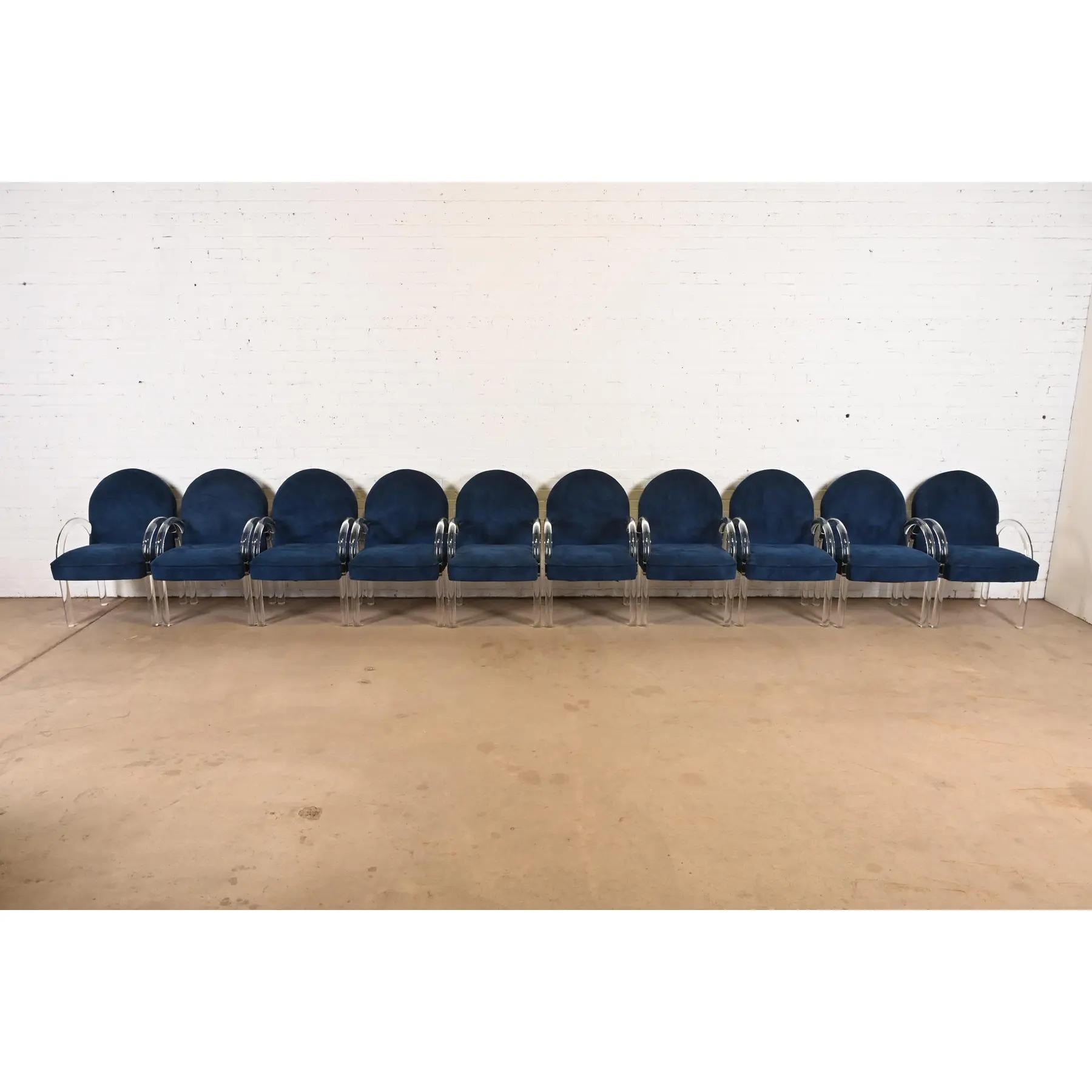 Leon Rosen for Pace Collection Modern Art Deco Lucite Waterfall Armchairs In Good Condition For Sale In South Bend, IN