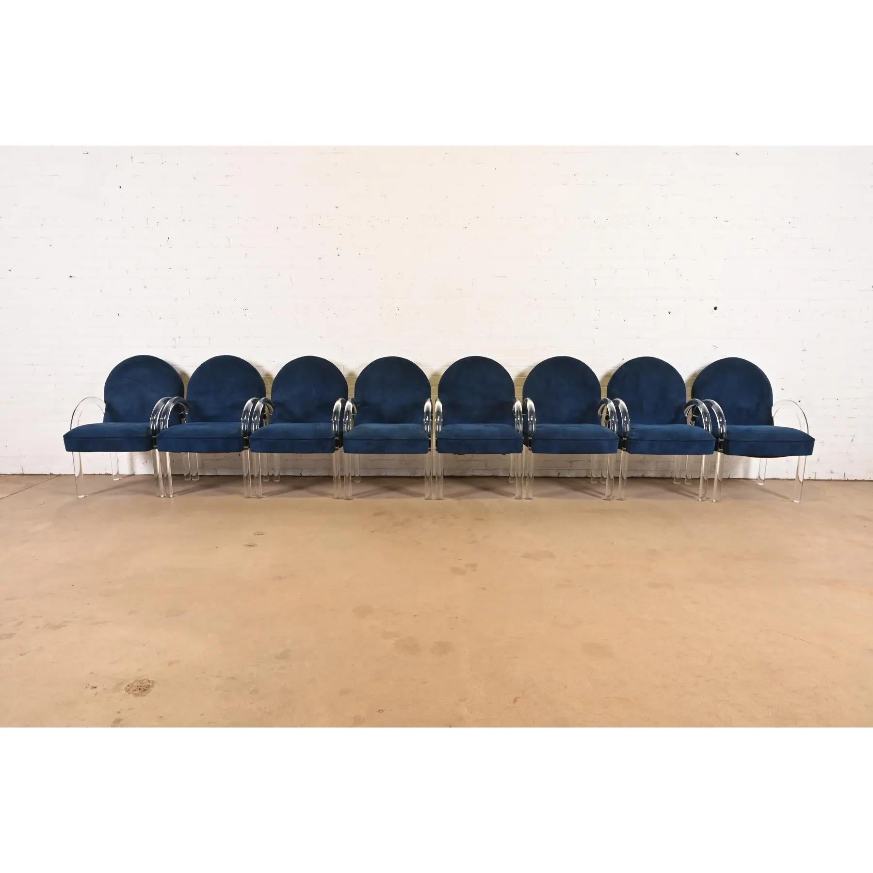 Leon Rosen for Pace Collection Modern Art Deco Lucite Waterfall Armchairs In Good Condition For Sale In South Bend, IN