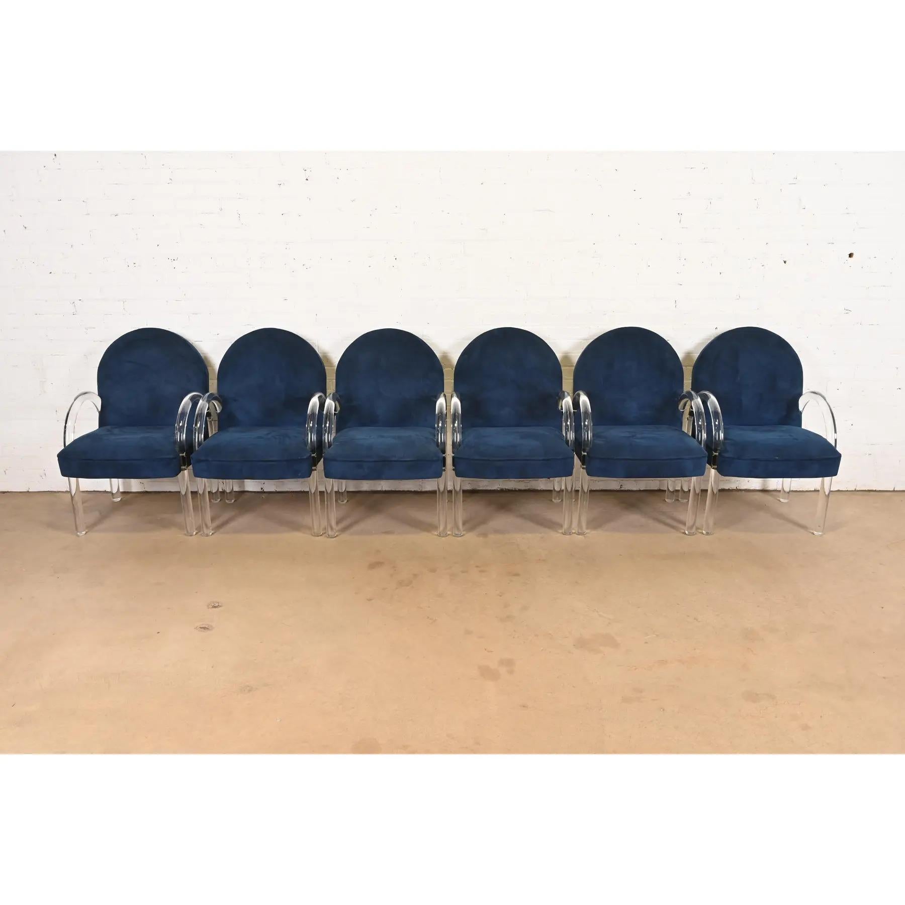 Leon Rosen for Pace Collection Modern Art Deco Lucite Waterfall Armchairs In Good Condition For Sale In South Bend, IN