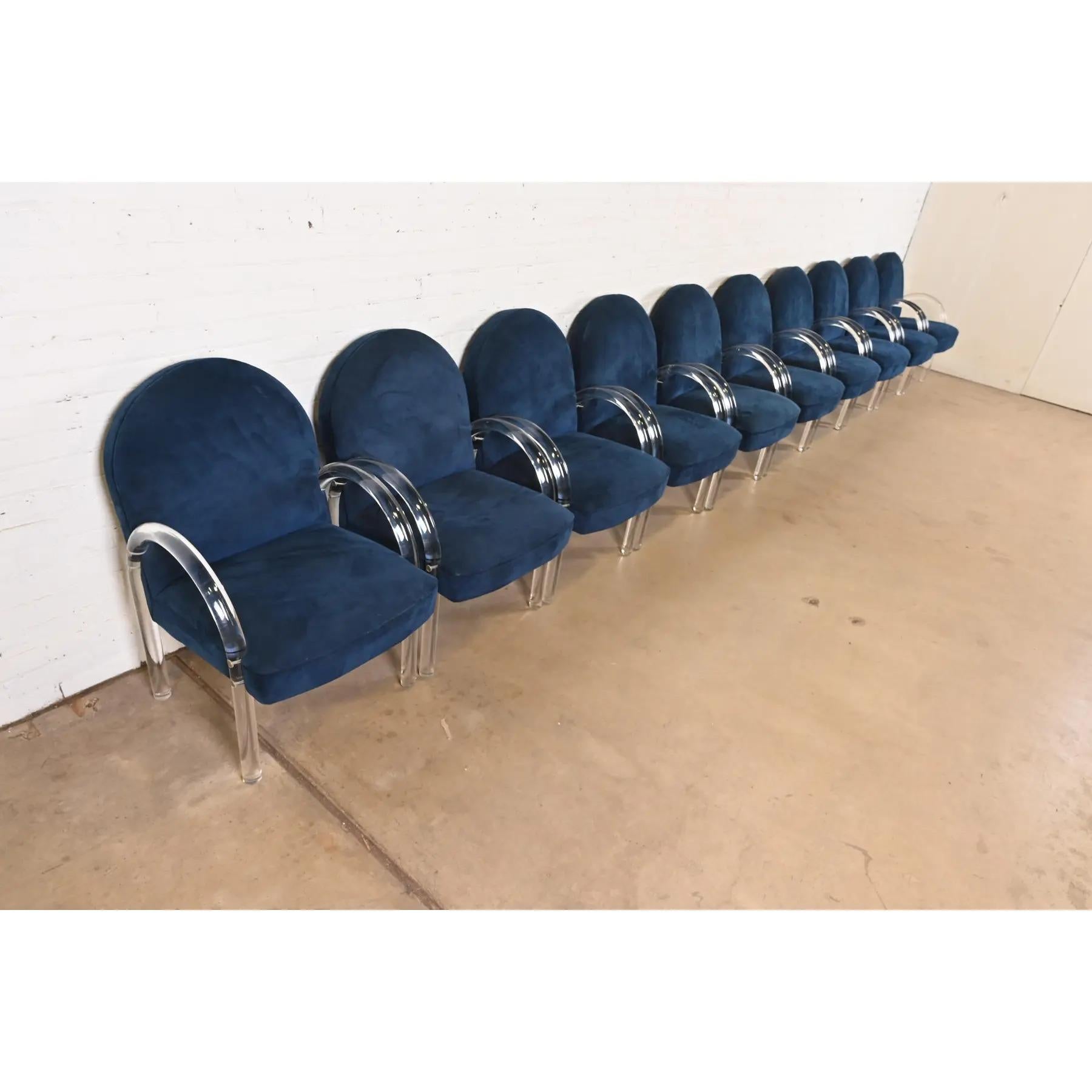 Late 20th Century Leon Rosen for Pace Collection Modern Art Deco Lucite Waterfall Armchairs For Sale