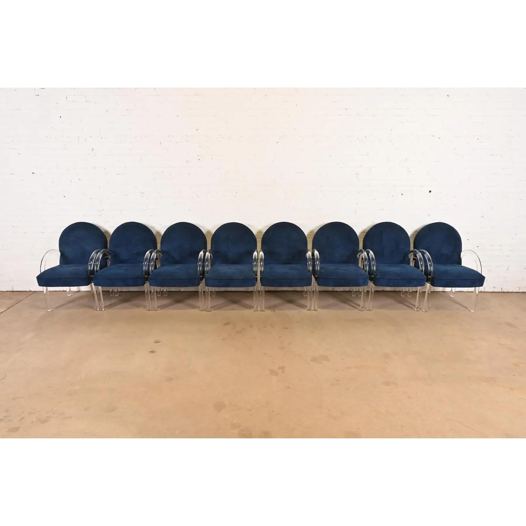 Late 20th Century Leon Rosen for Pace Collection Modern Art Deco Lucite Waterfall Armchairs For Sale