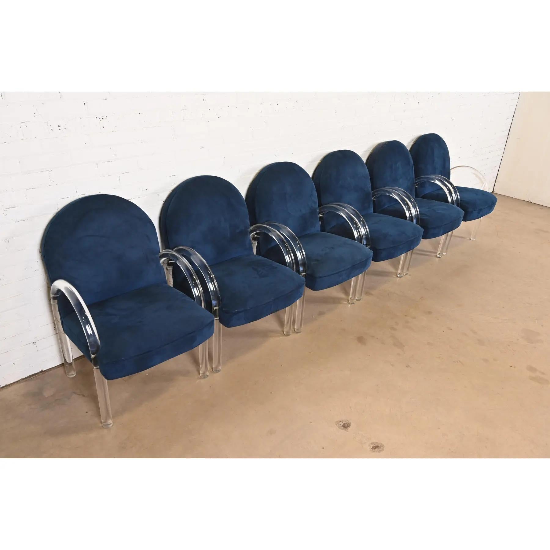 Late 20th Century Leon Rosen for Pace Collection Modern Art Deco Lucite Waterfall Armchairs For Sale