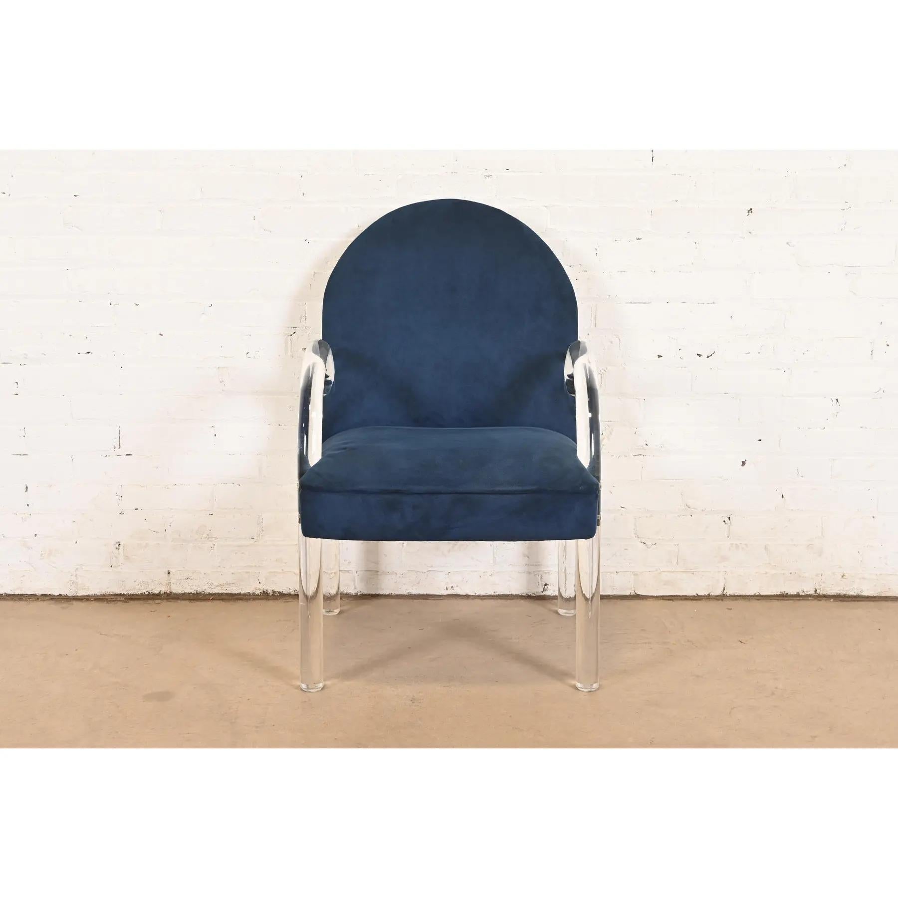 Leon Rosen for Pace Collection Modern Art Deco Lucite Waterfall Armchairs For Sale 2