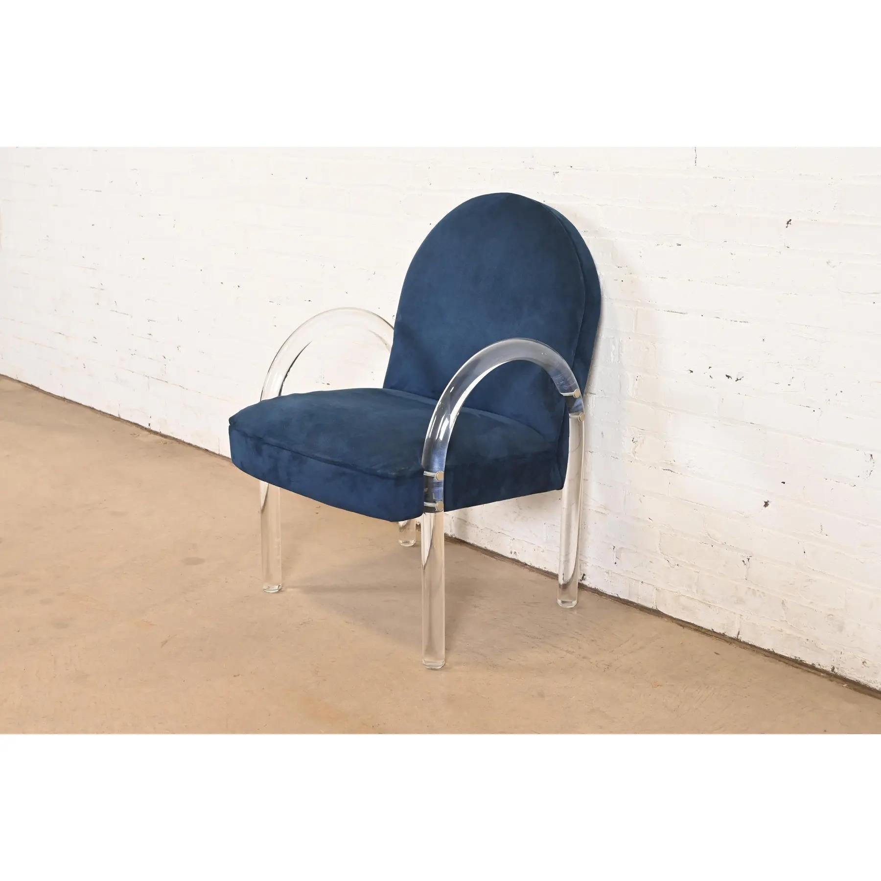 Leon Rosen for Pace Collection Modern Art Deco Lucite Waterfall Armchairs For Sale 3