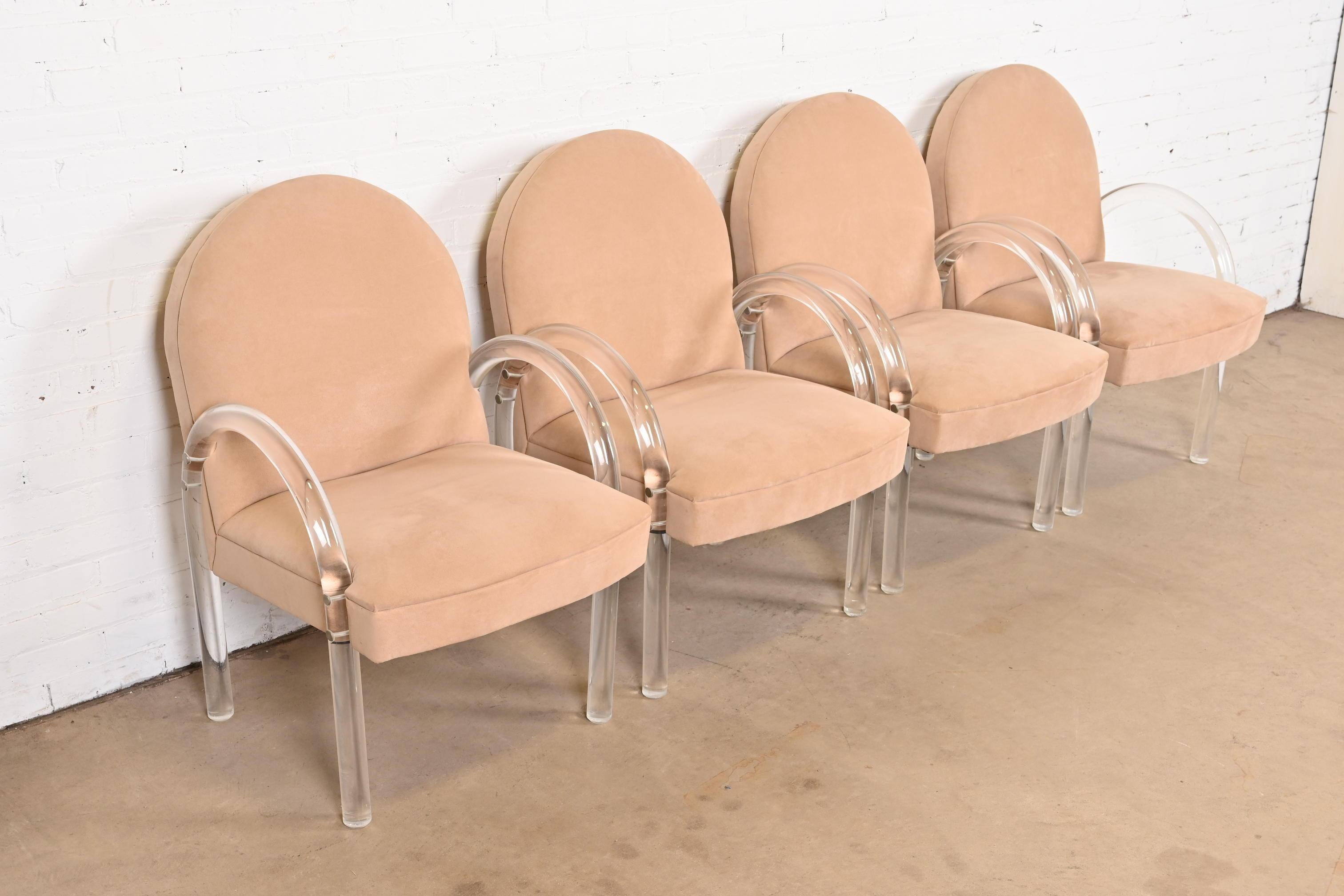 Leon Rosen for Pace Collection Modern Art Deco Lucite Waterfall Armchairs, Four In Good Condition For Sale In South Bend, IN