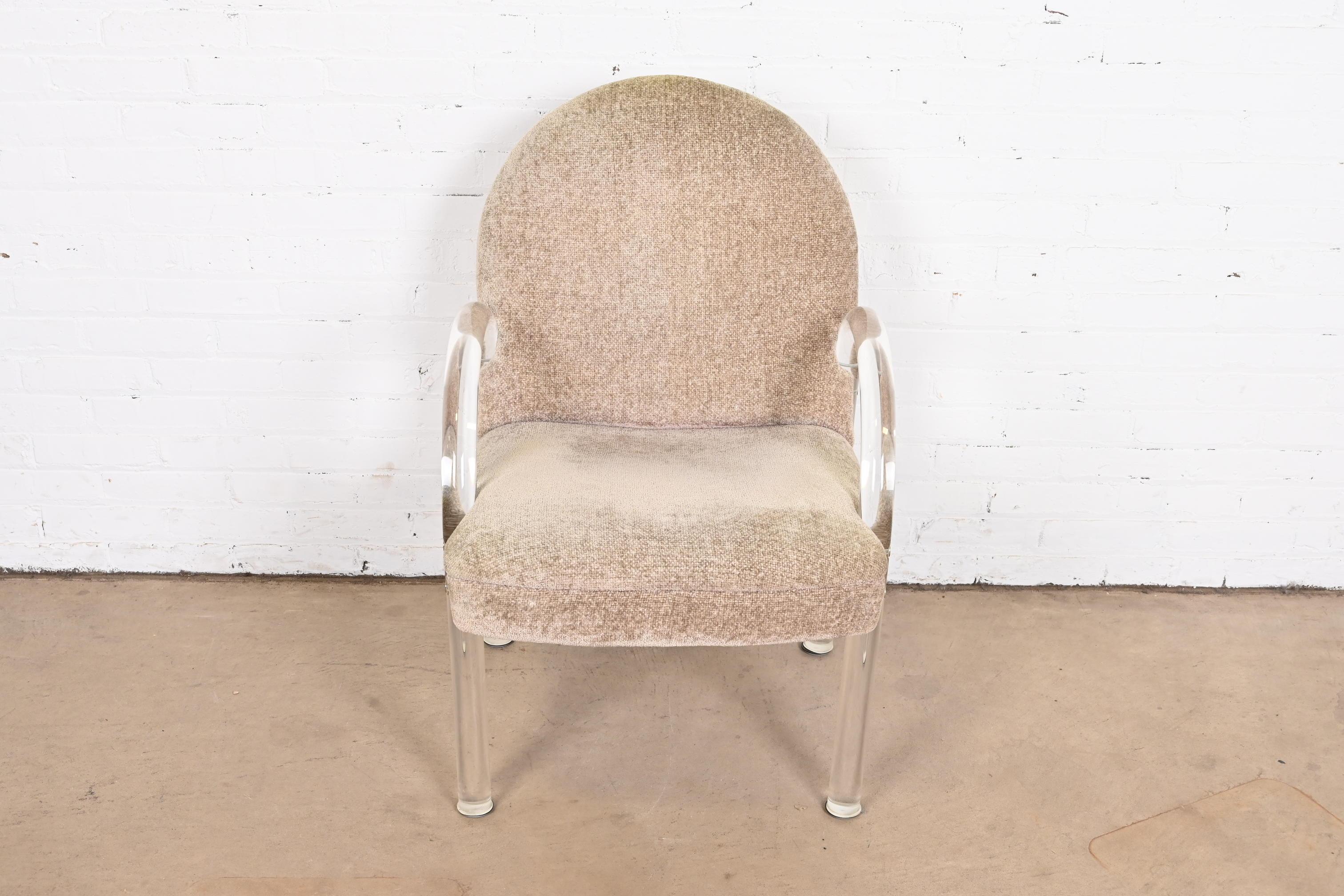 Leon Rosen for Pace Collection Modern Art Deco Lucite Waterfall Armchairs, Pair 4