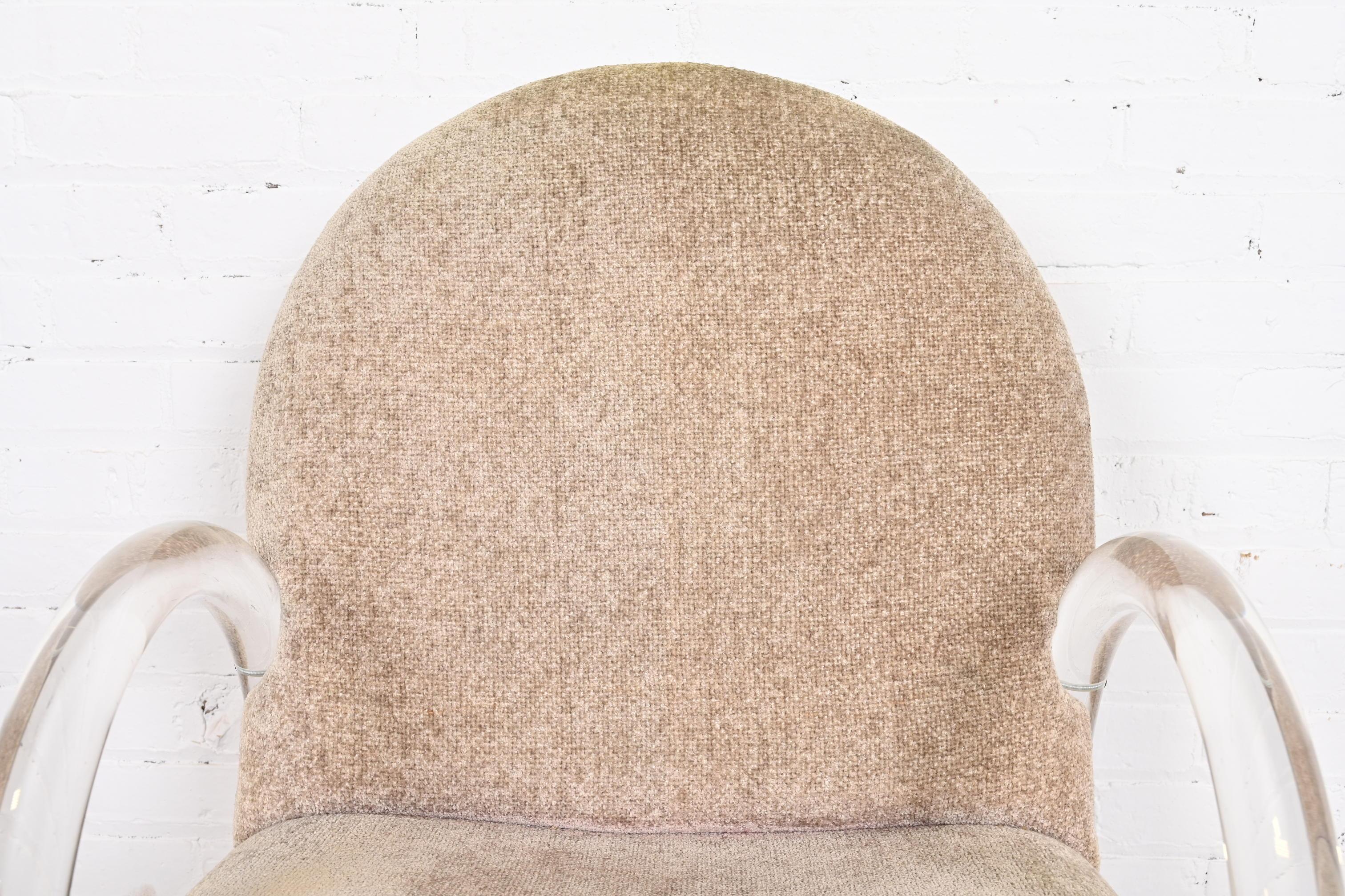 Leon Rosen for Pace Collection Modern Art Deco Lucite Waterfall Armchairs, Pair 5