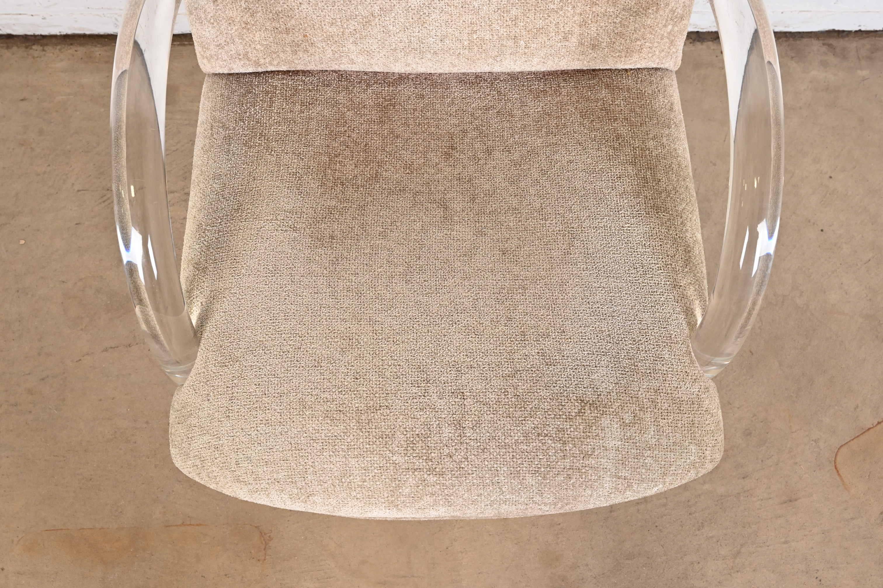 Leon Rosen for Pace Collection Modern Art Deco Lucite Waterfall Armchairs, Pair 6