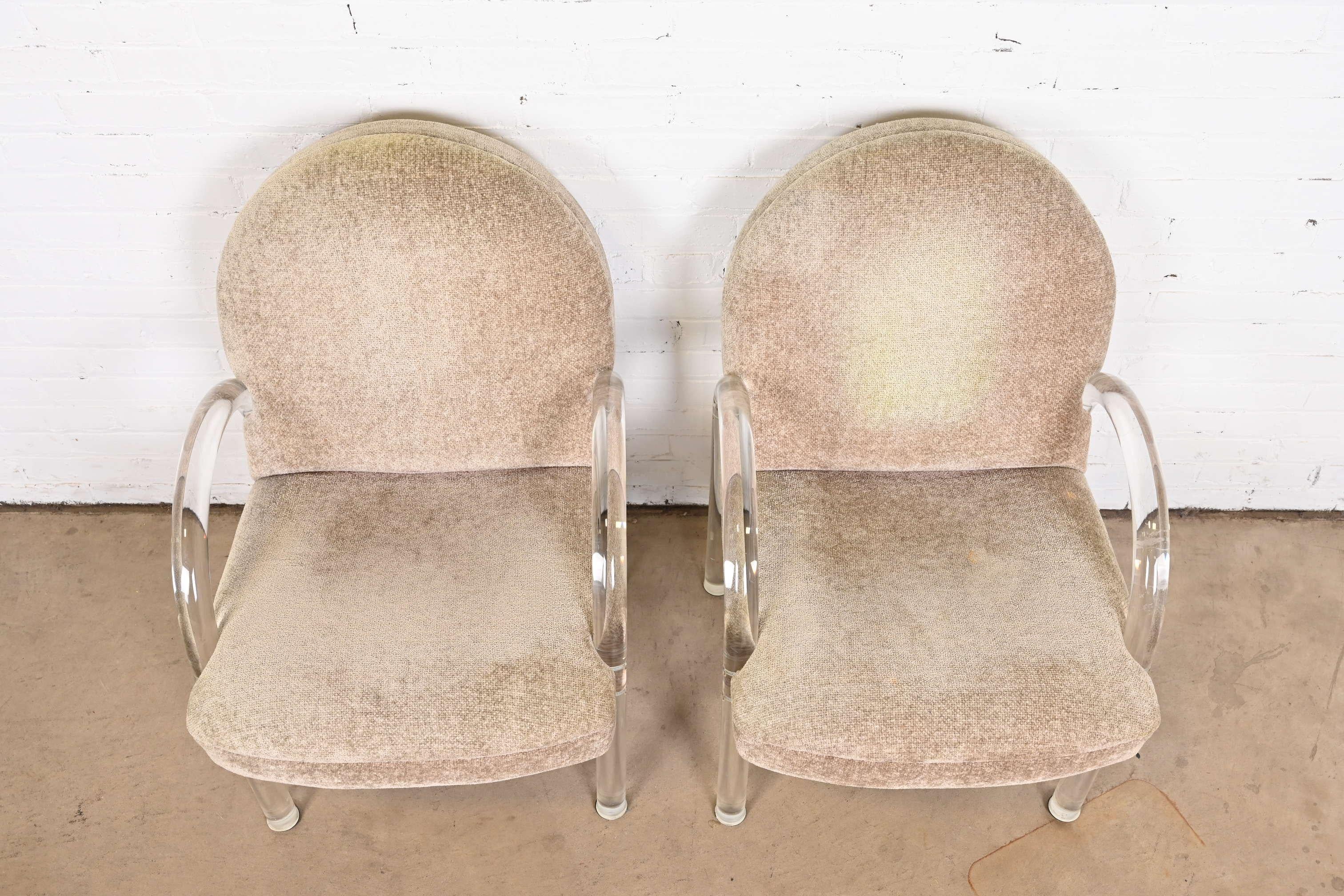 Leon Rosen for Pace Collection Modern Art Deco Lucite Waterfall Armchairs, Pair 2