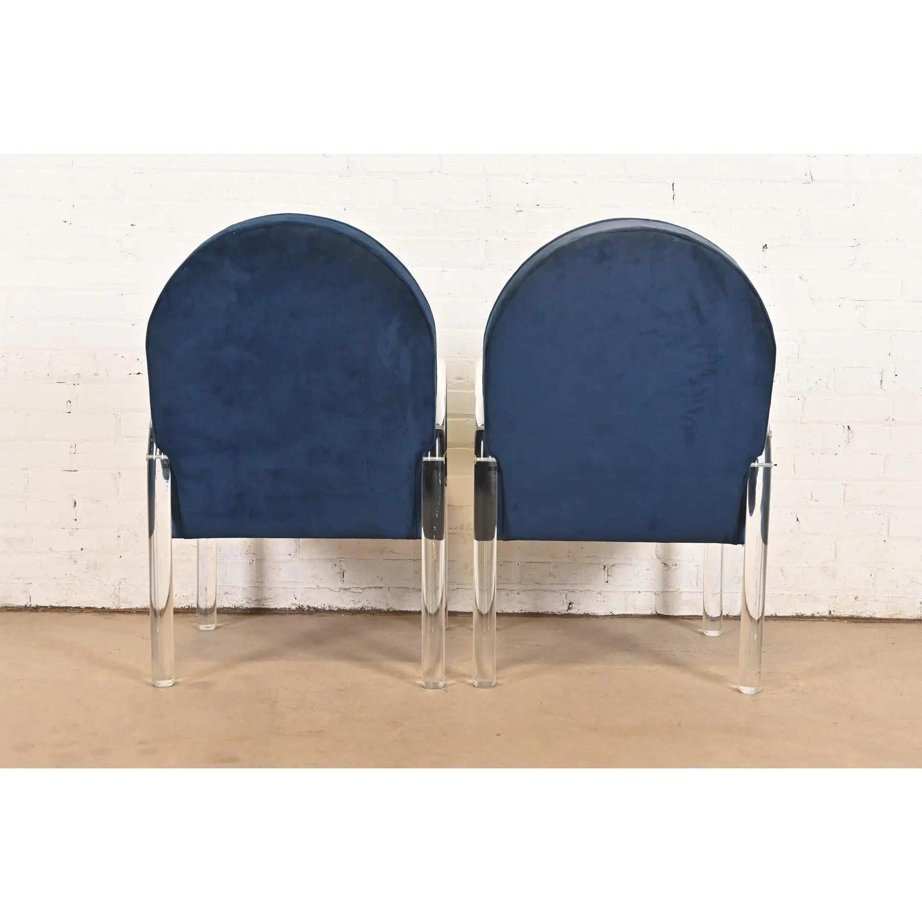 Leon Rosen for Pace Collection Modern Art Deco Lucite Waterfall Armchairs, Pair For Sale 2
