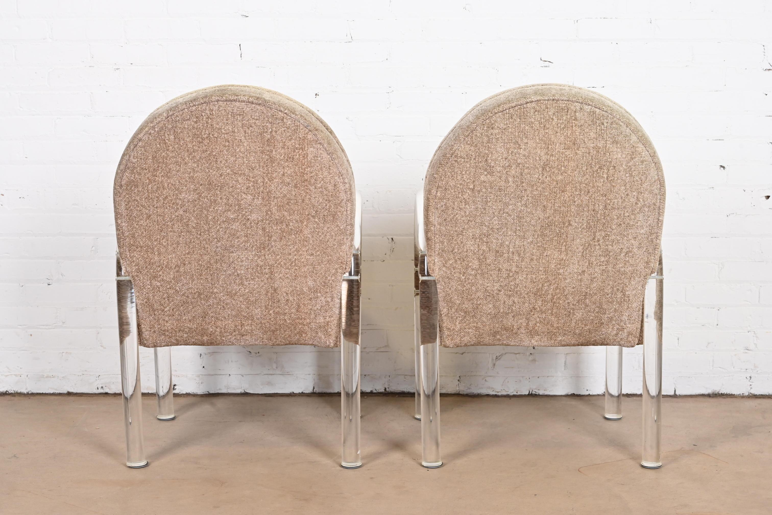 Leon Rosen for Pace Collection Modern Art Deco Lucite Waterfall Armchairs, Pair 3