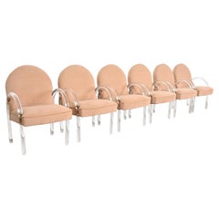 Leon Rosen for Pace Collection Modern Art Deco Lucite Waterfall Armchairs, Six