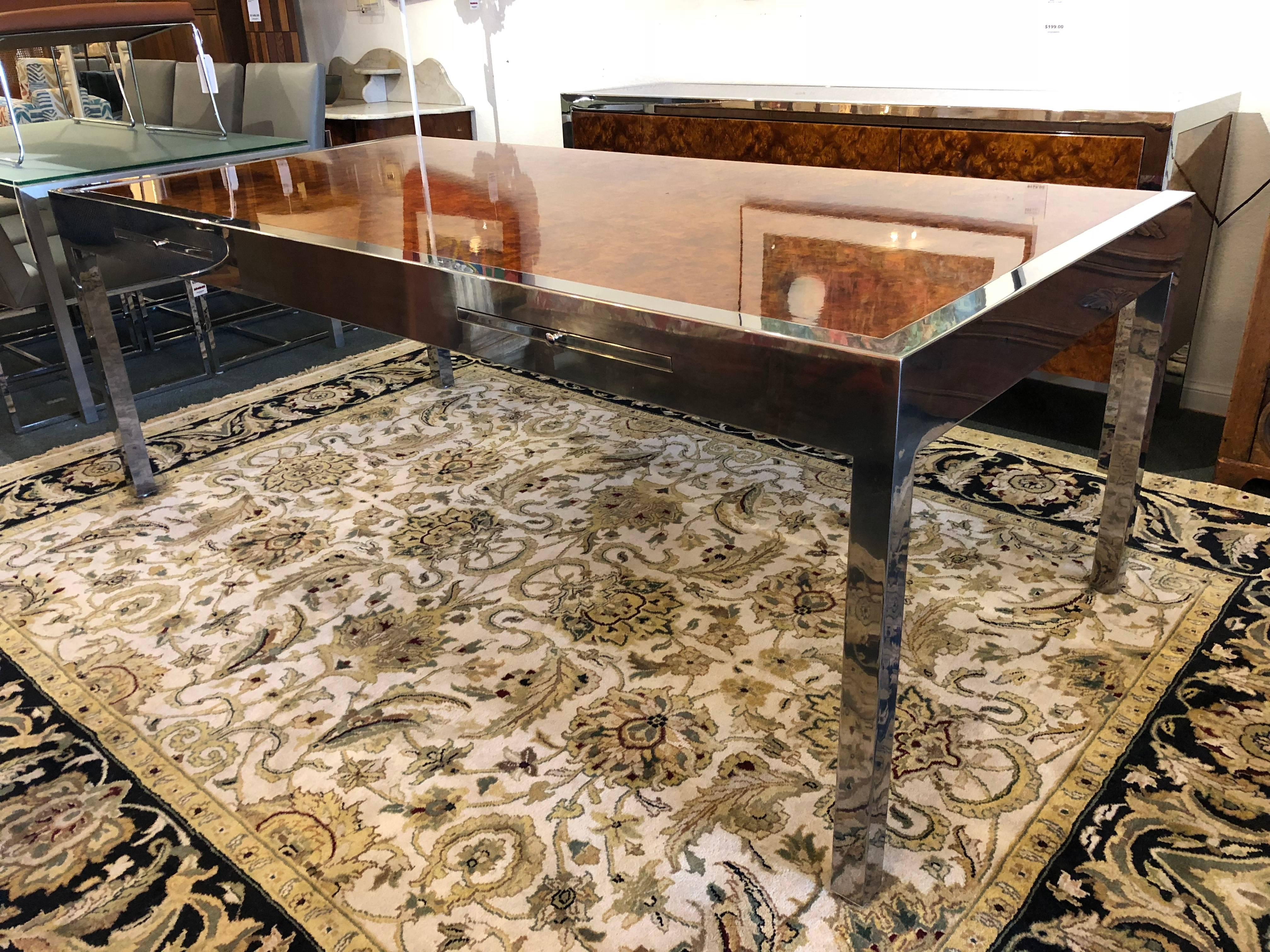 American Leon Rosen for Pace Collection Olive Burl Wood Desk