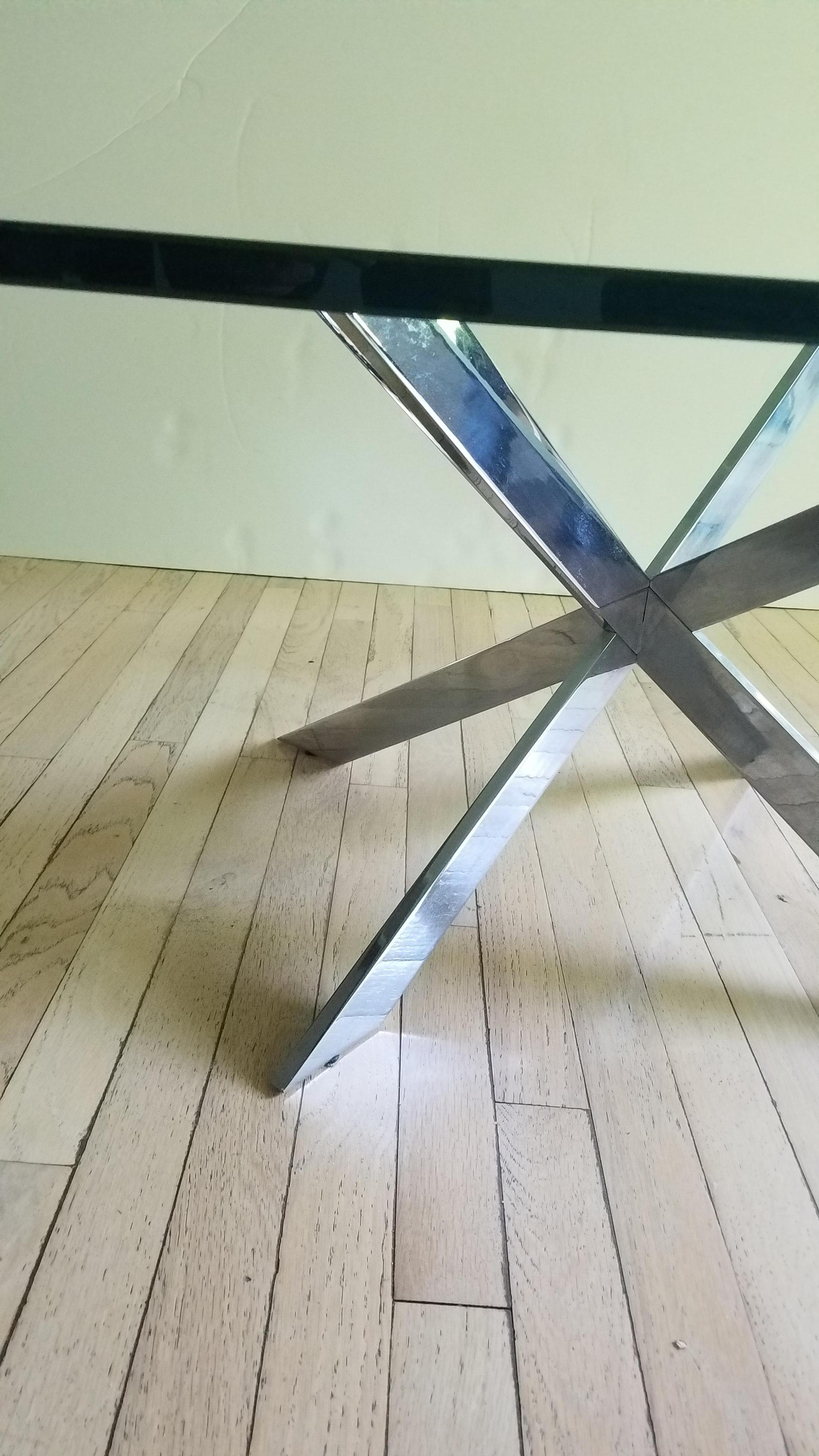 Mid-Century Modern Leon Rosen for Pace Double X Chrome Cocktail Table