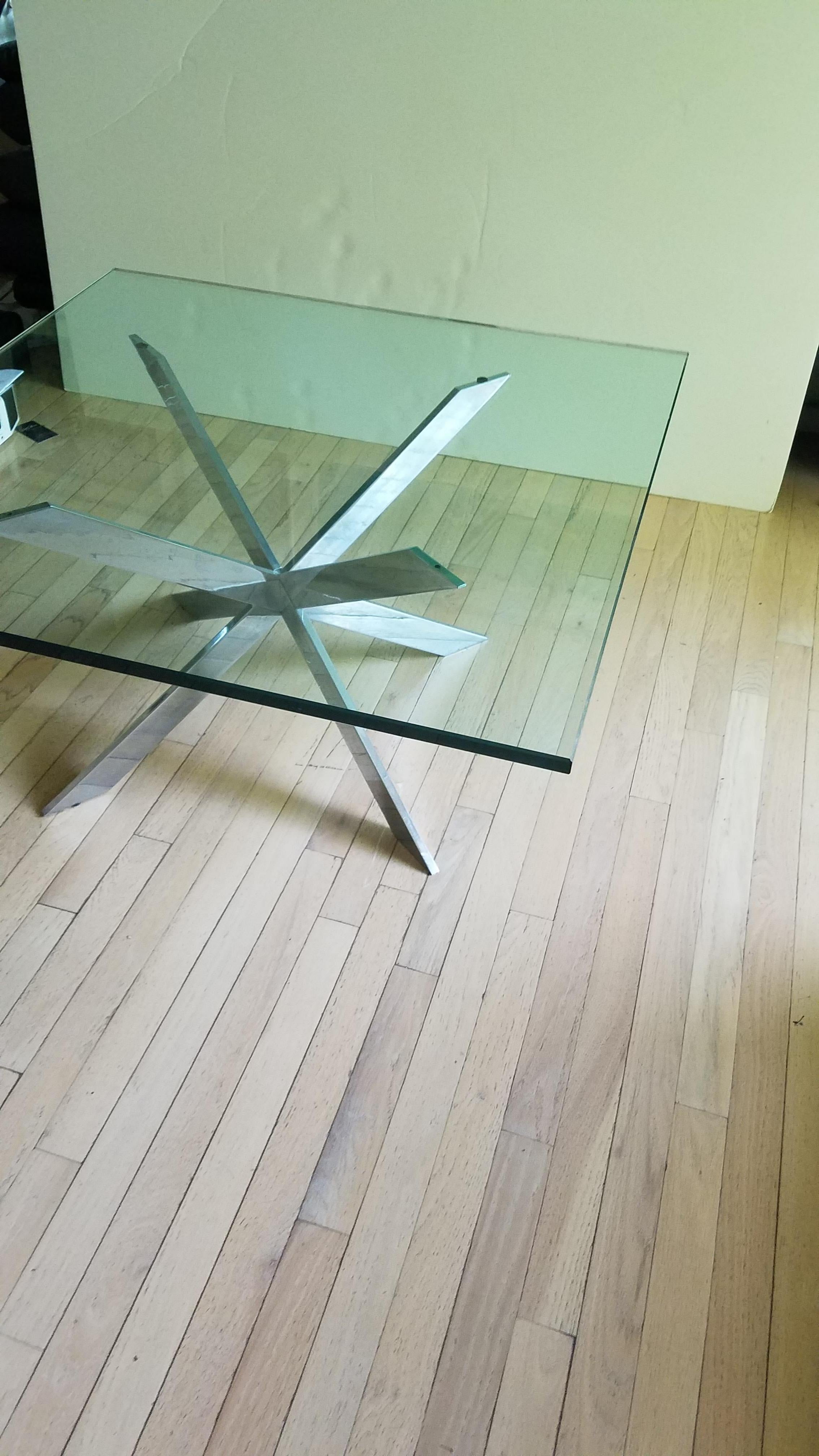 American Leon Rosen for Pace Double X Chrome Cocktail Table