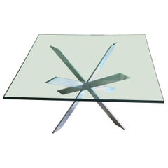 Leon Rosen for Pace Double X Chrome Cocktail Table