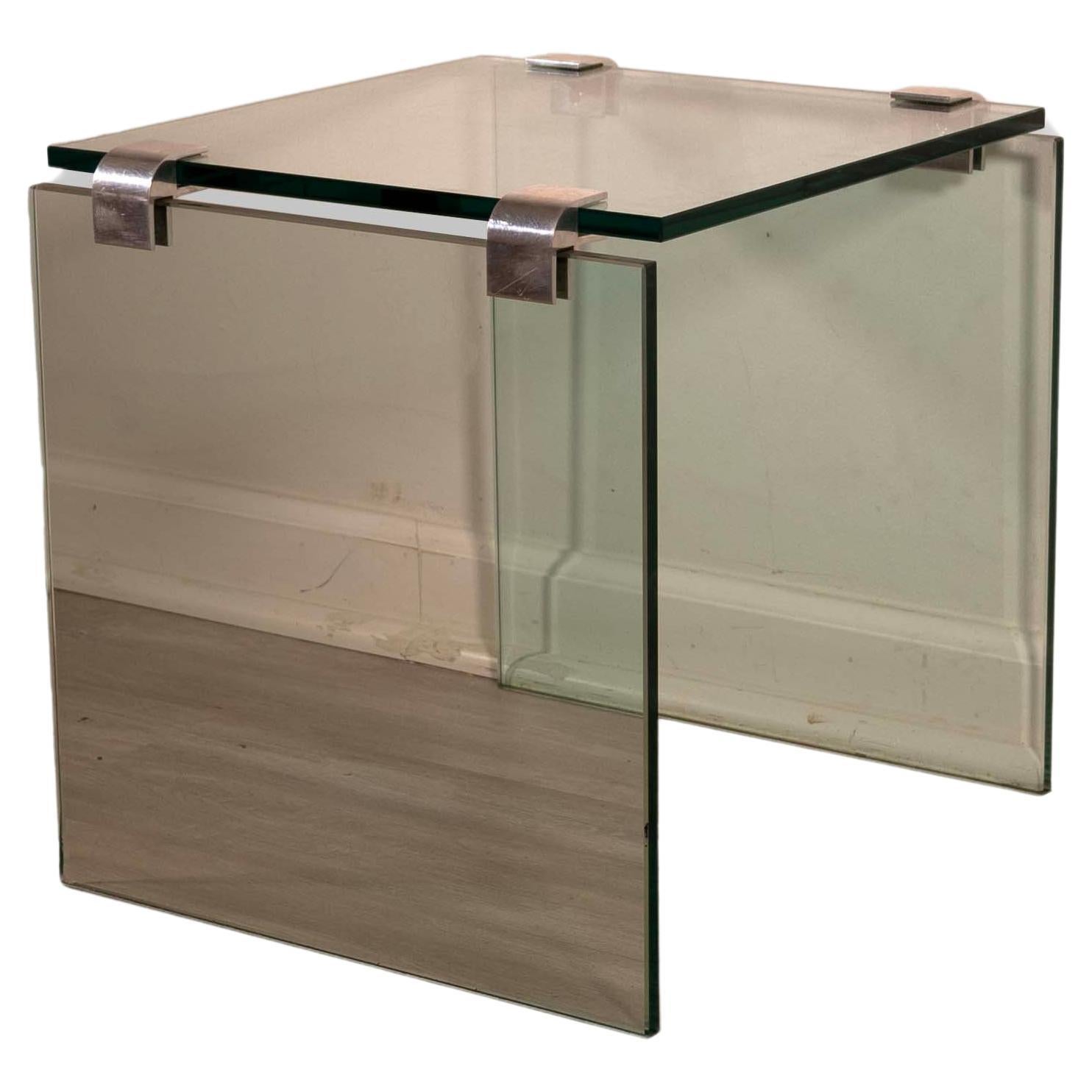 Leon Rosen pour Leon Pace Table d'appoint en verre et chrome style cascade en vente
