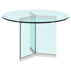 Leon Rosen pour Pace Glass Table de salle à manger chromée, 1970